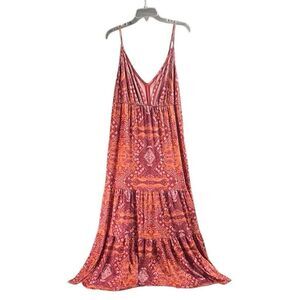 Women Floral Maxi Dress V Neck Slip Dress Bohemian Summer Beach XL (?)